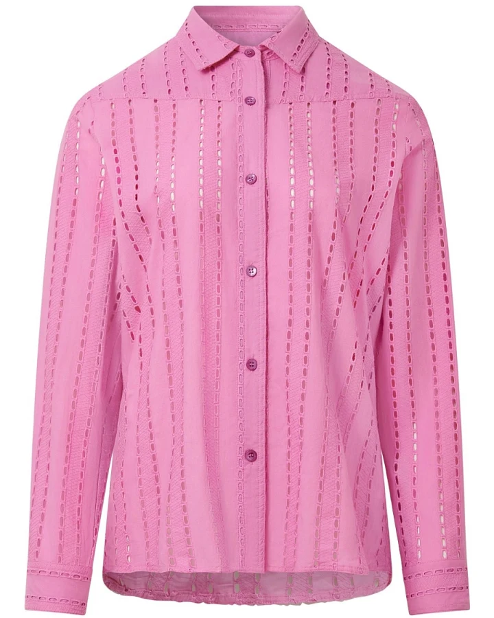 KOMODO Damen vegan Hemd Rio Broderie Anglaise Rosa