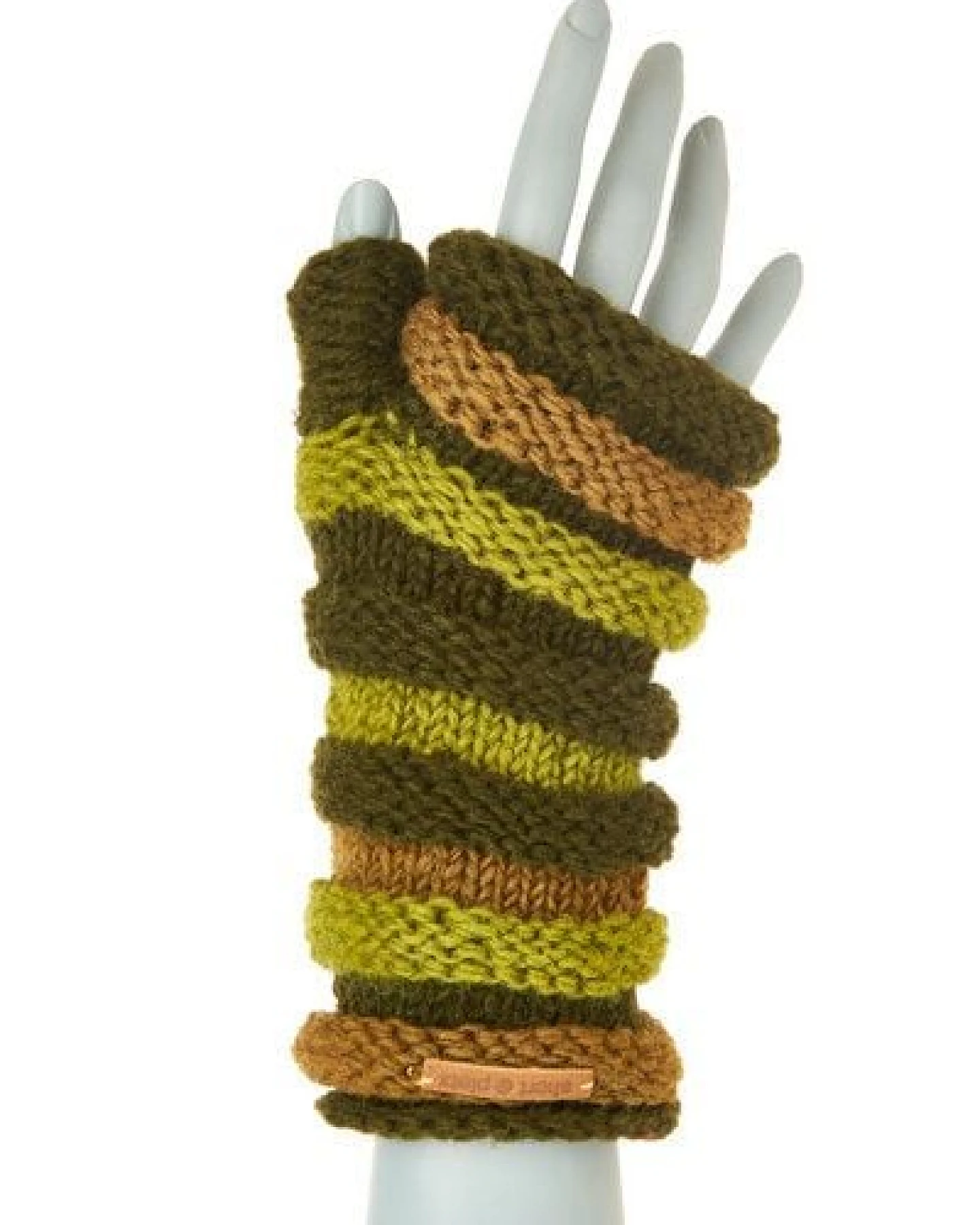 short'n'pietz Schurwollhandstulpen in Streifenmuster, handgestrickt – Ansicht 4
