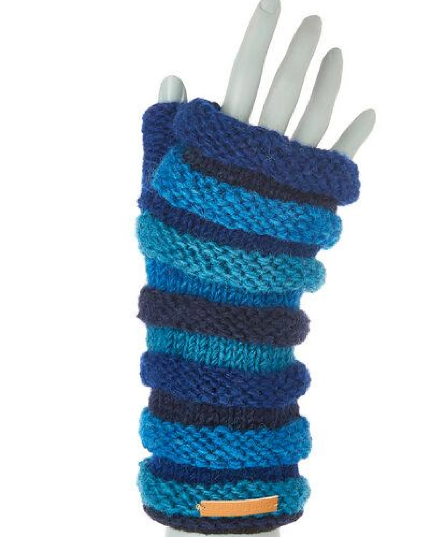 short'n'pietz Schurwollhandstulpen in Streifenmuster, handgestrickt – Ansicht 2