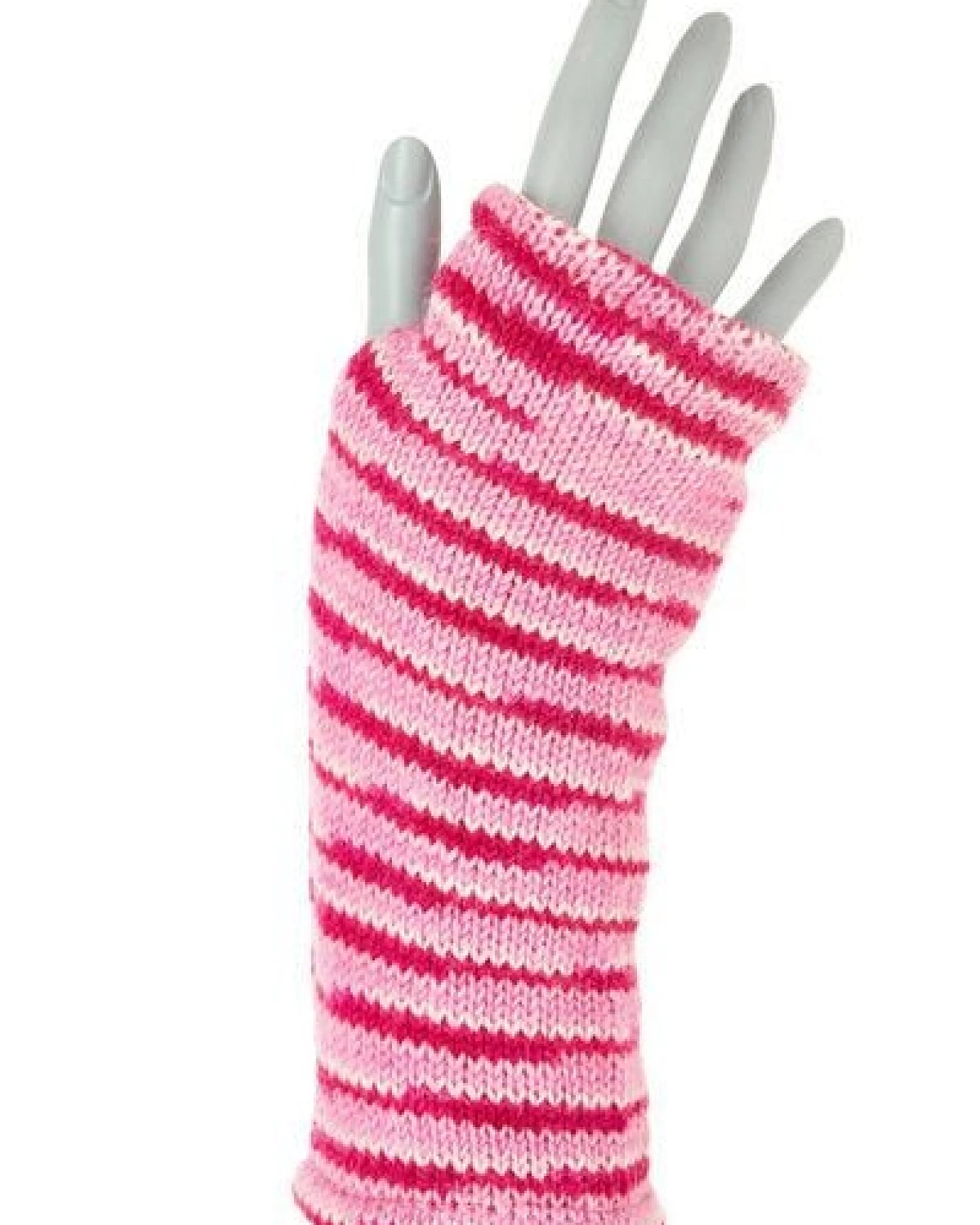 short'n'pietz Schurwollhandstulpen gestreift, handgestrickt – Ansicht 2