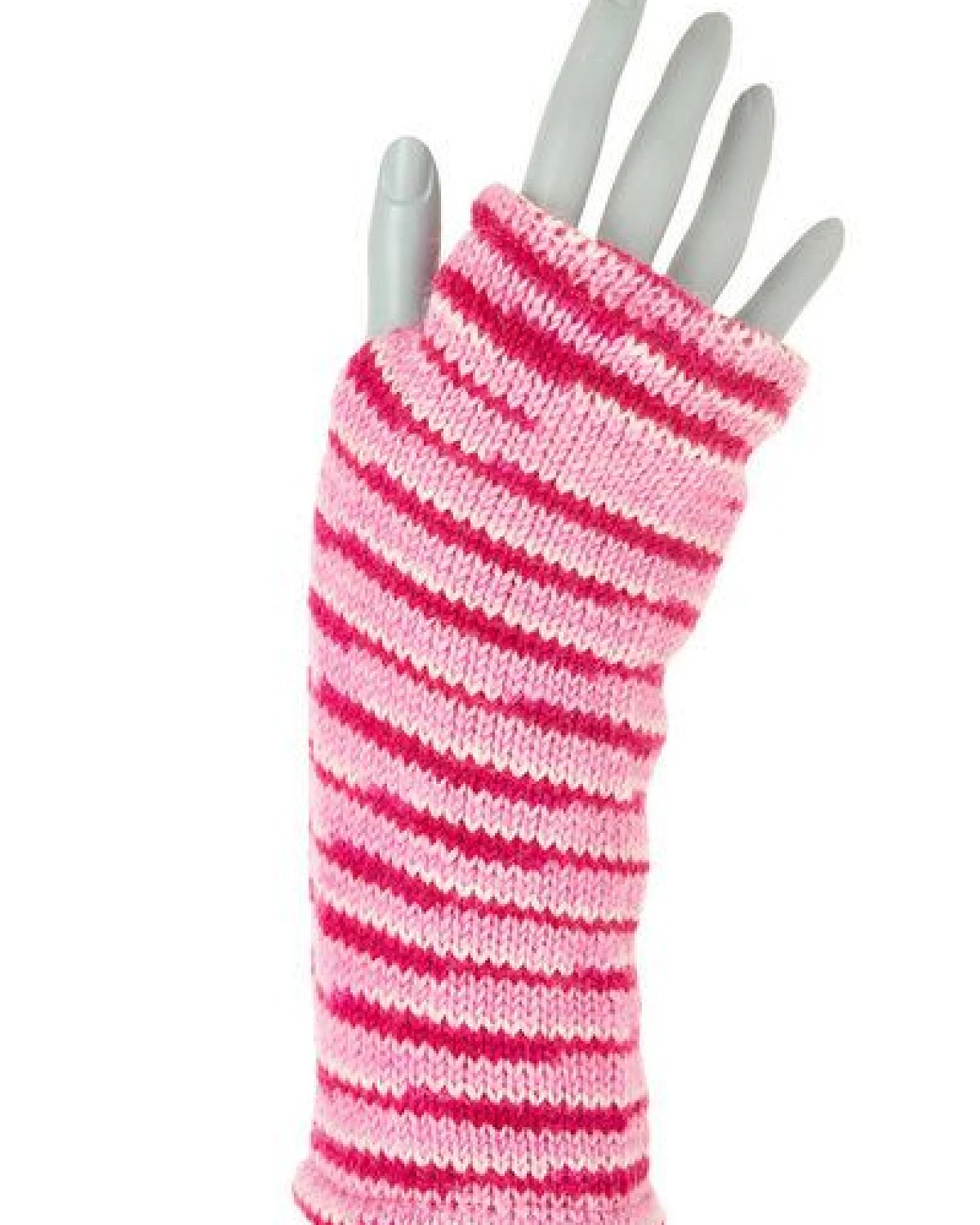 short'n'pietz Schurwollhandstulpen gestreift, handgestrickt – Ansicht 2