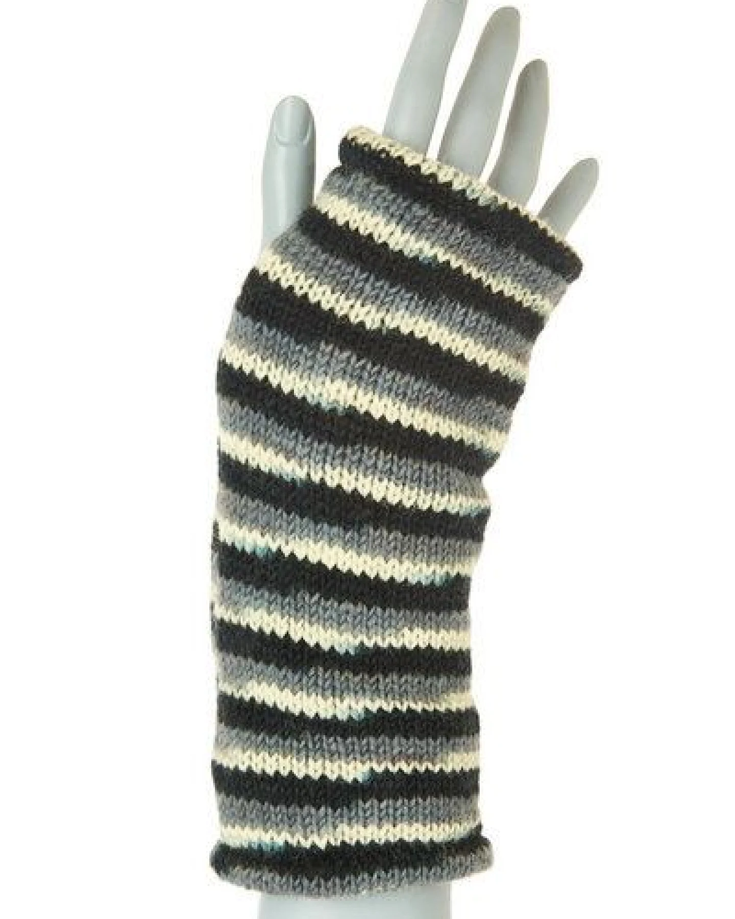 short'n'pietz Schurwollhandstulpen gestreift, handgestrickt – Ansicht 3