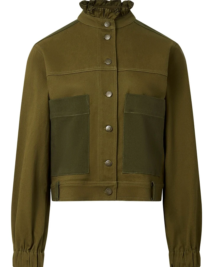 KOMODO Damen vegan Jacke Ruffle Olivgrün