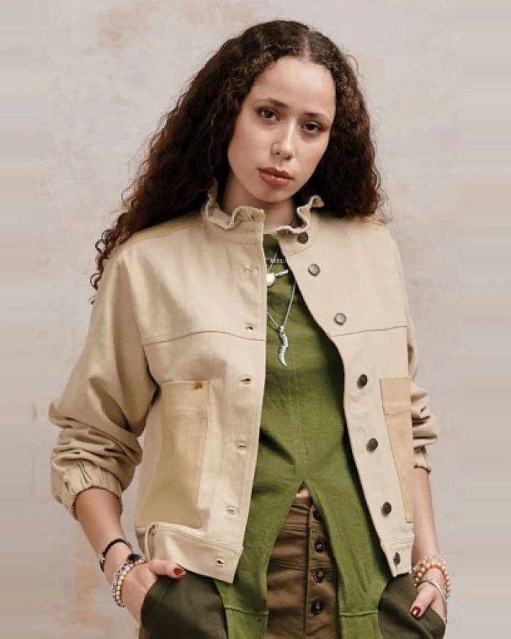 KOMODO Damen vegan Jacke Ruffle Dark Sand