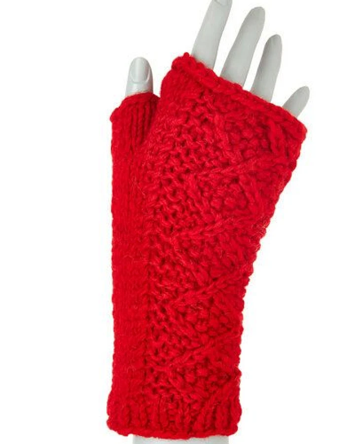 short'n'pietz Schurwollhandstulpen mit Rautenzopfmuster, handgestrickt
