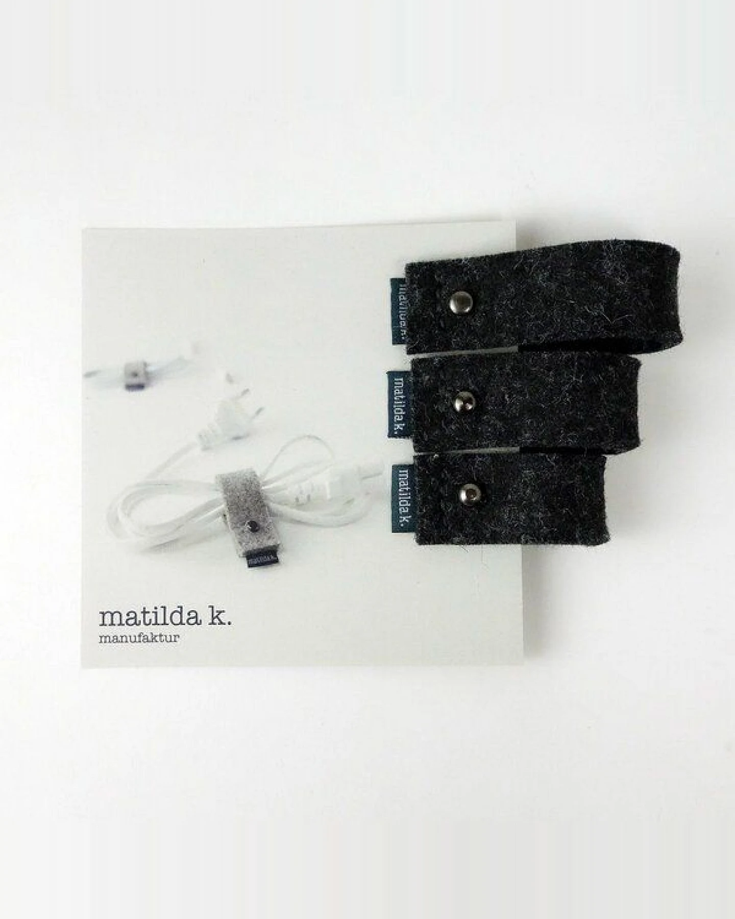 matilda k. manufaktur 3 Kabelbinder aus Wollfilz für Elektrokabel 'olli' – Ansicht 2