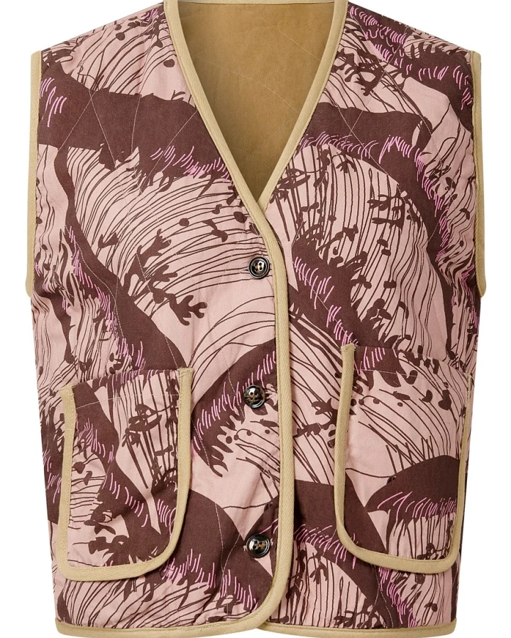KOMODO Damen vegan Gilet Reversible Wave Camel/Pink