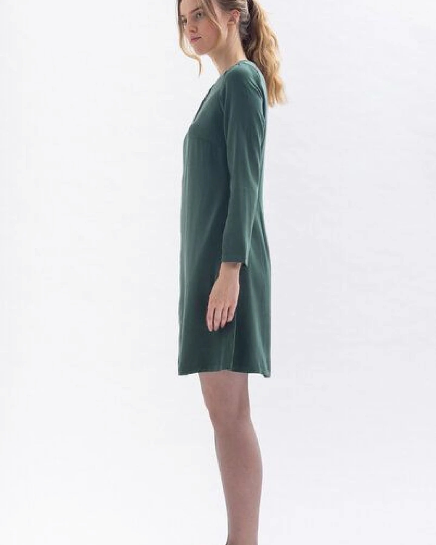Studio Hertzberg Knielanges Kleid KLAA-RA aus Tencel in blau, grün und merlotrot – Ansicht 2