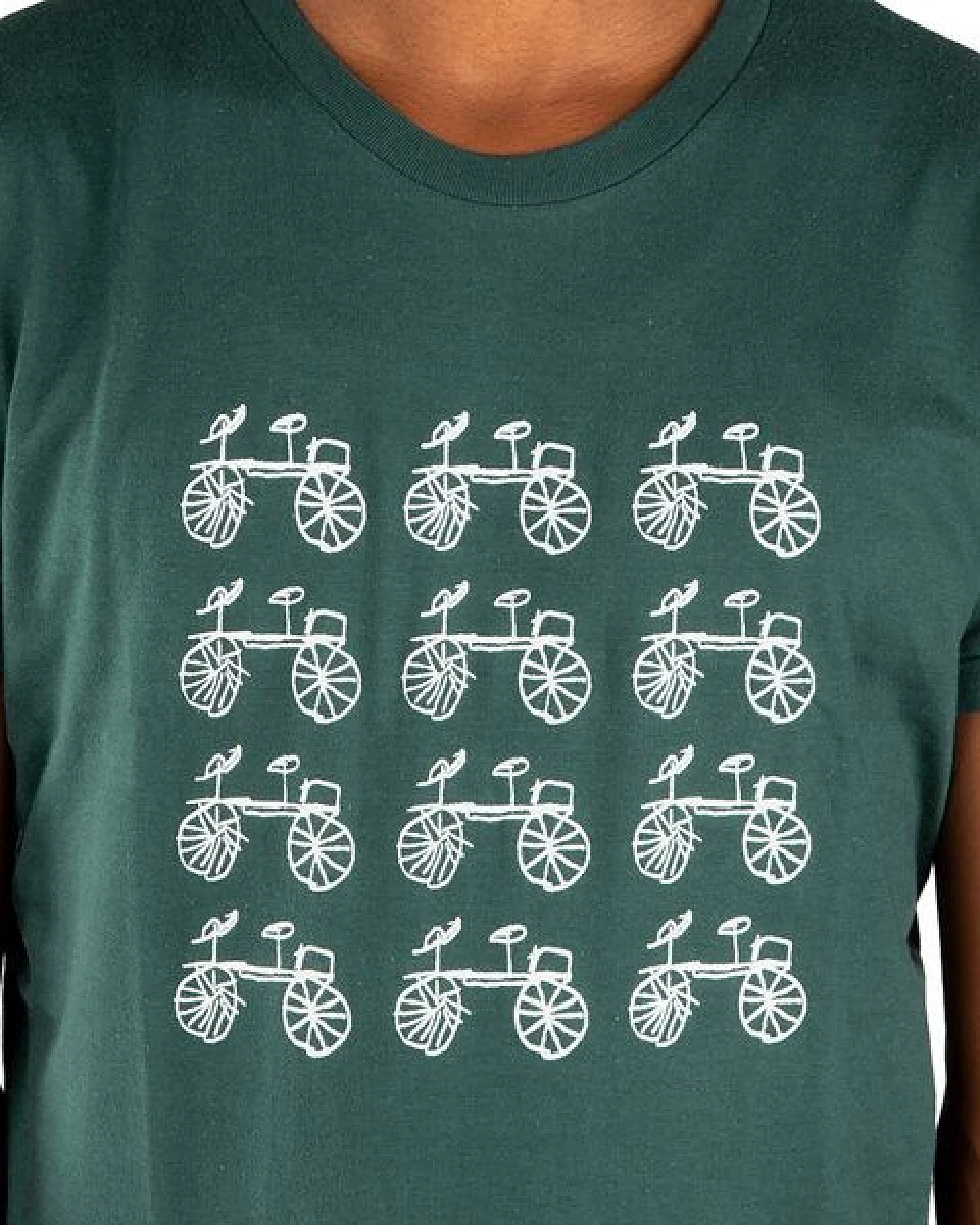 Kipepeo-Clothing Herren Print T-Shirt aus Bio-Baumwolle FAHRRAD Dunkelgrün Made in Africa – Ansicht 3