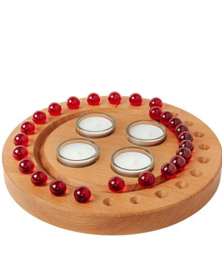 klotzaufklotz Adventskalender und Adventskranz mit Teelichtern