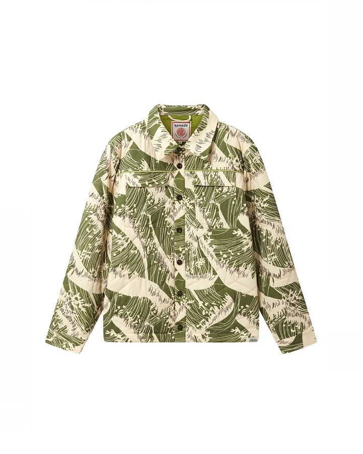 KOMODO Herren vegan Jacke Kaviar Wave Print Grün