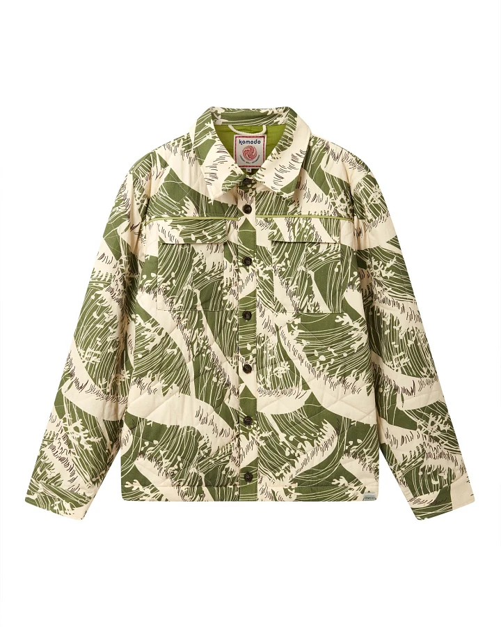 KOMODO Herren vegan Jacke Kaviar Wave Print Grün