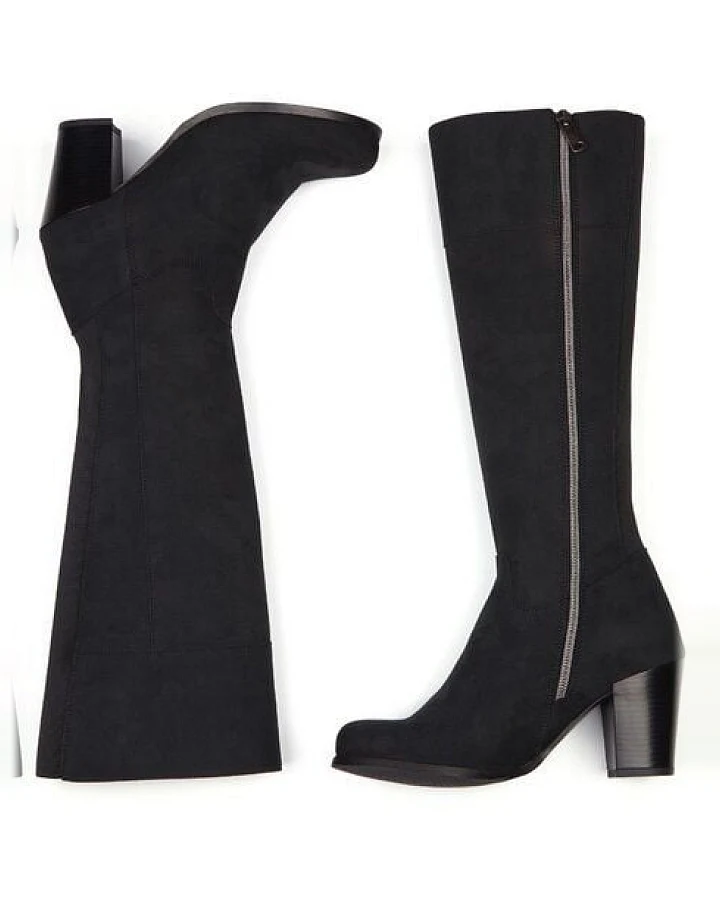 Will's Vegan Shop Kniehohe Stiefel aus veganem Wildleder Damen