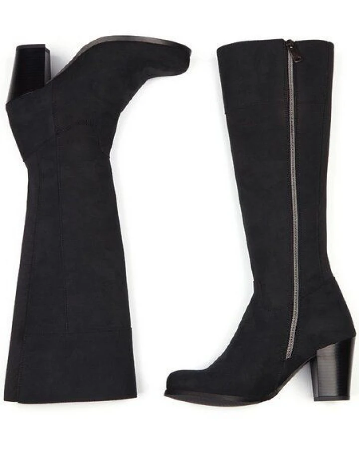 Will's Vegan Shop Kniehohe Stiefel aus veganem Wildleder Damen