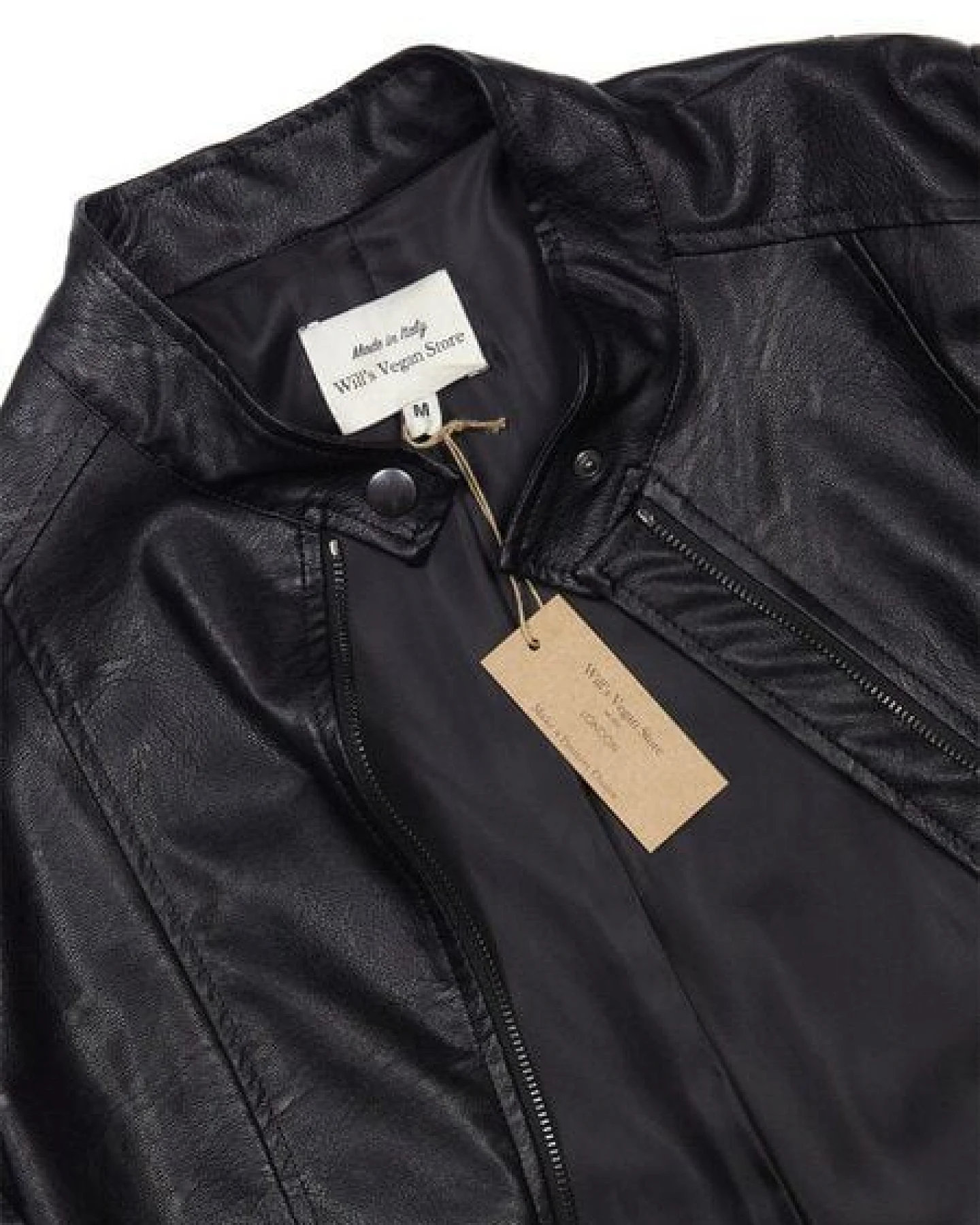 Will's Vegan Shop Schwarze Rennfahrer-Jacke für Damen – Ansicht 4