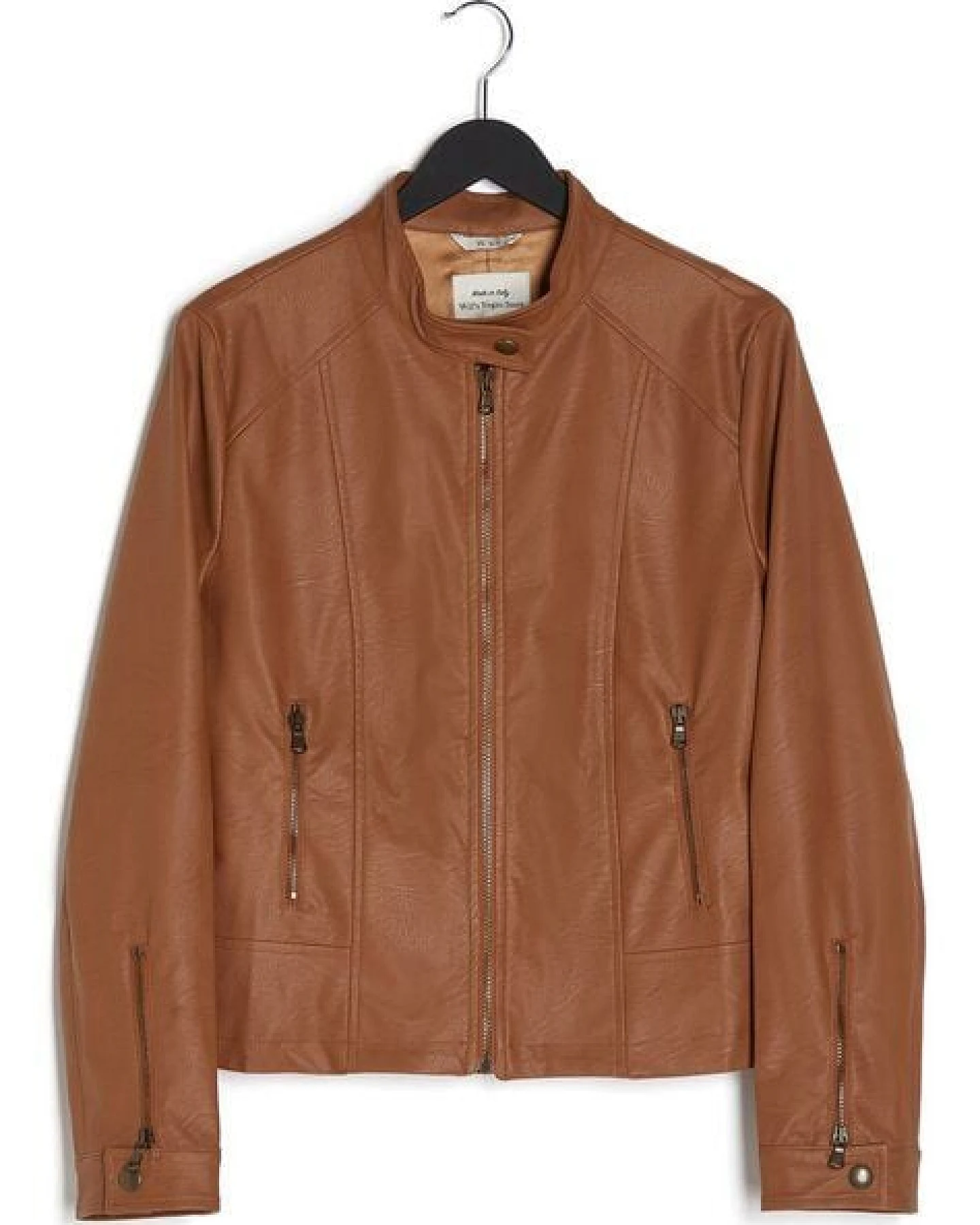 Will's Vegan Shop Schwarze Rennfahrer-Jacke für Damen – Ansicht 4