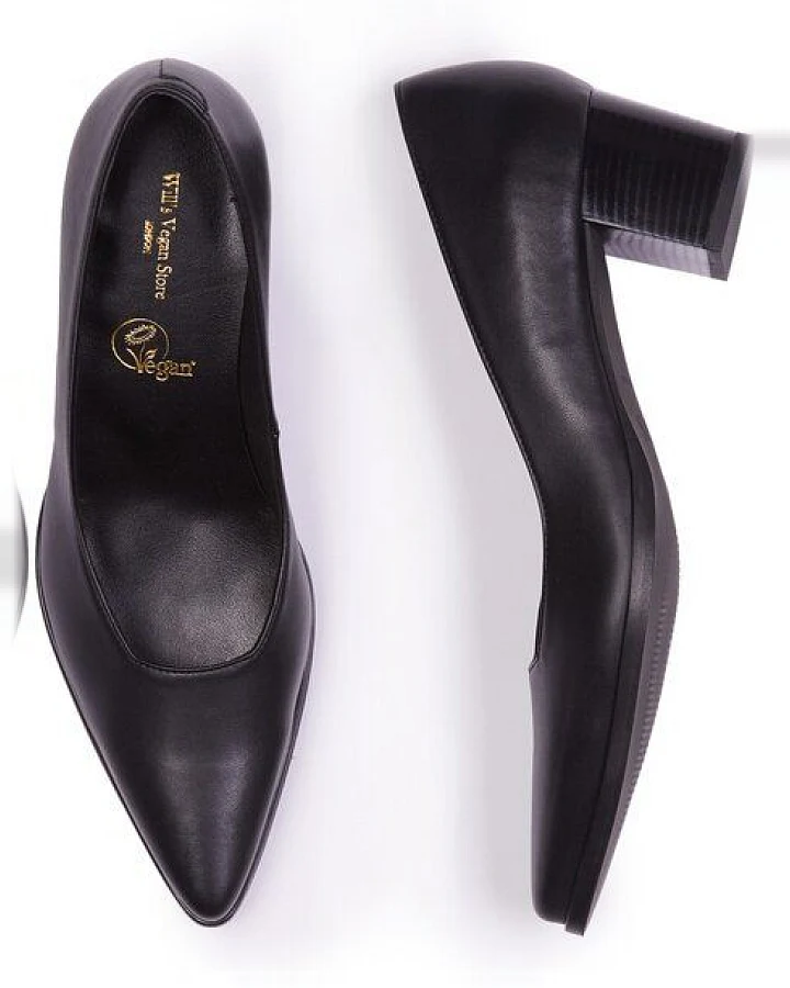 Will's Vegan Shop Schwarze spitze Pumps für Damen