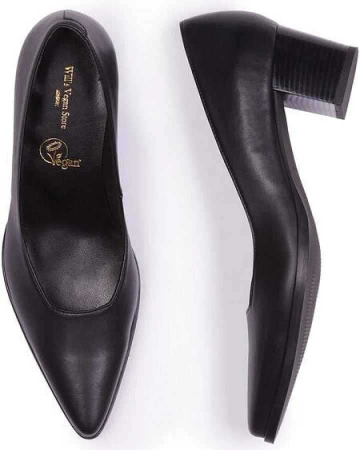 Will's Vegan Shop Schwarze spitze Pumps für Damen