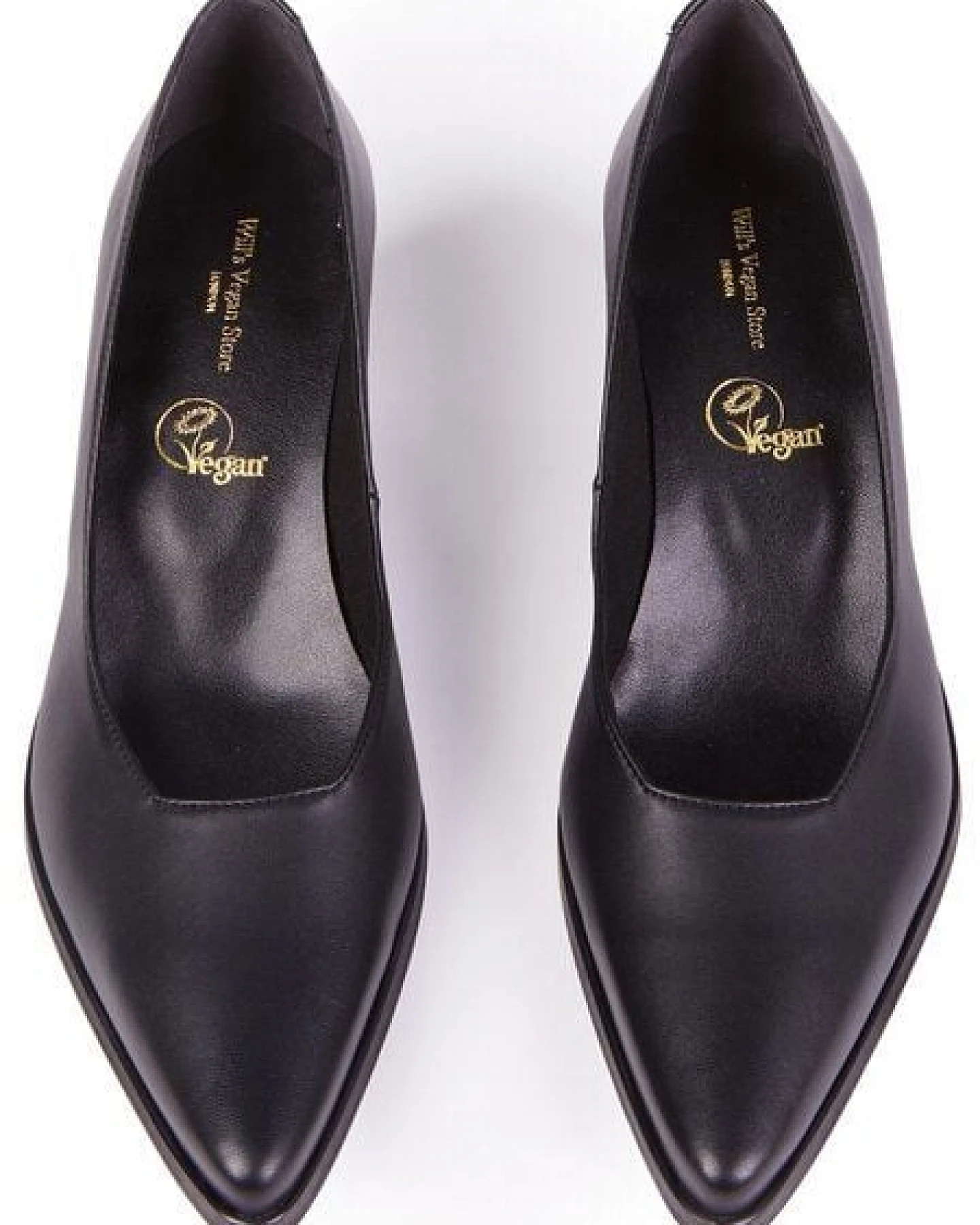 Will's Vegan Shop Schwarze spitze Pumps für Damen – Ansicht 2