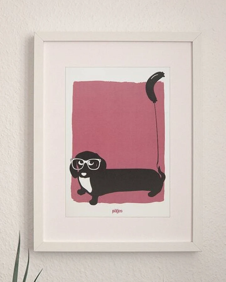 päfjes Hund Dr. Wuffinger mit Luftballon - Poster A4