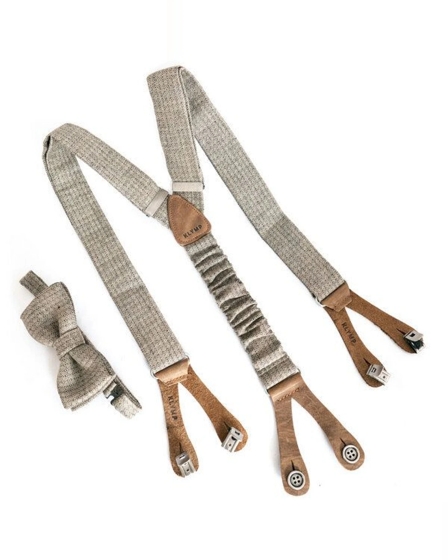 klYmp Hosenträger + Fliege in Leinen Diamand – Ansicht 2