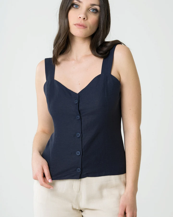 Avani Damen vegan Top Anemone Marineblau