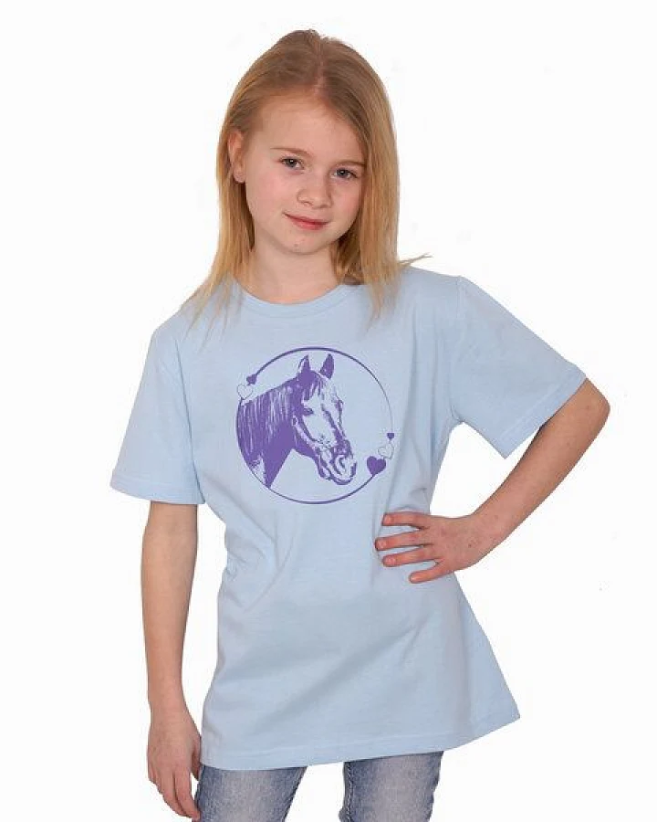 HANDGEDRUCKT "Pferdeliebe" Unisex Kinder T-Shirt