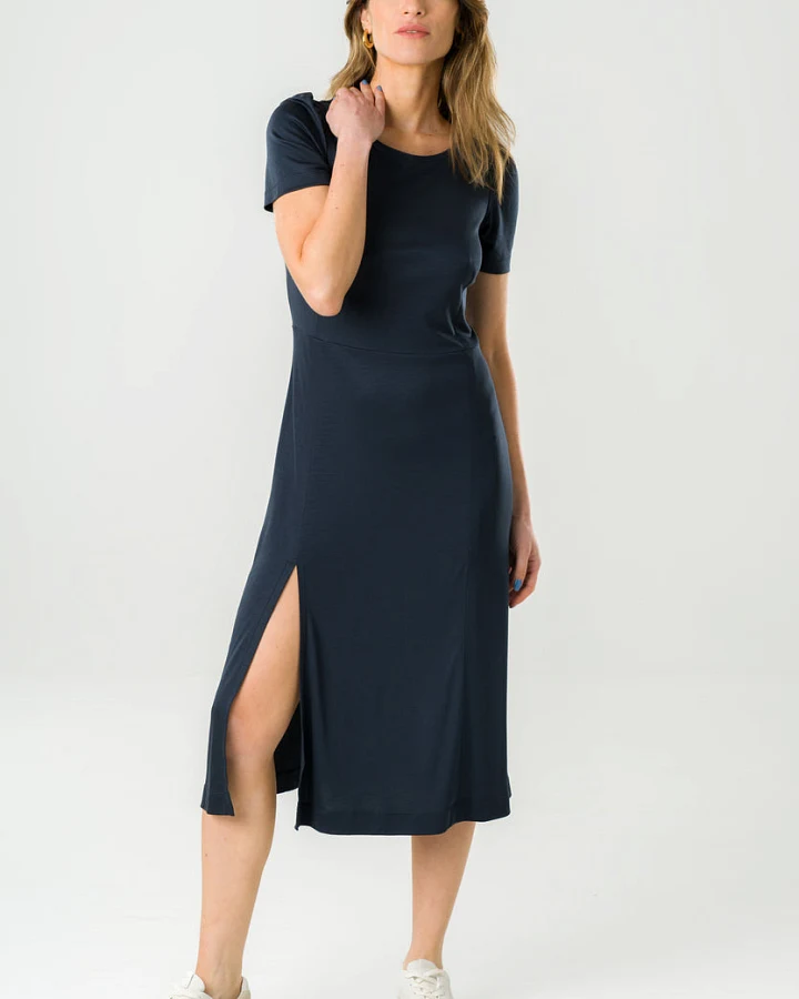 Avani Damen vegan Kleid Victoria Navy