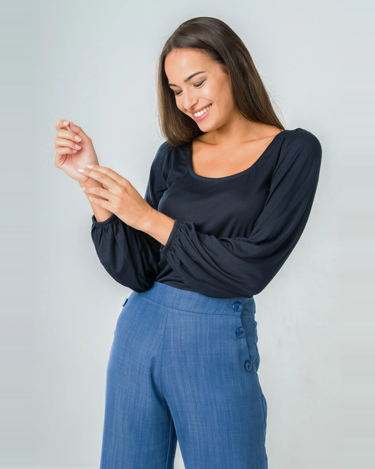 Avani Damen vegan Oberteil Kalmia Navy – Ansicht 2
