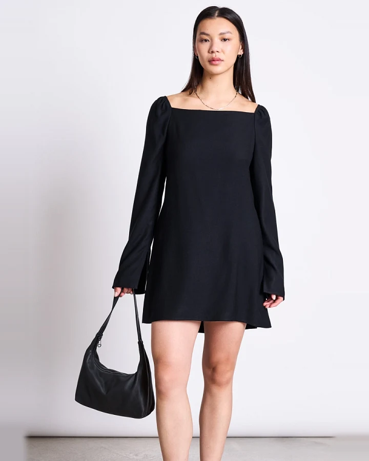 JAN 'N JUNE Damen vegan Minikleid Quadratischer Ausschnitt Glad Schwarz