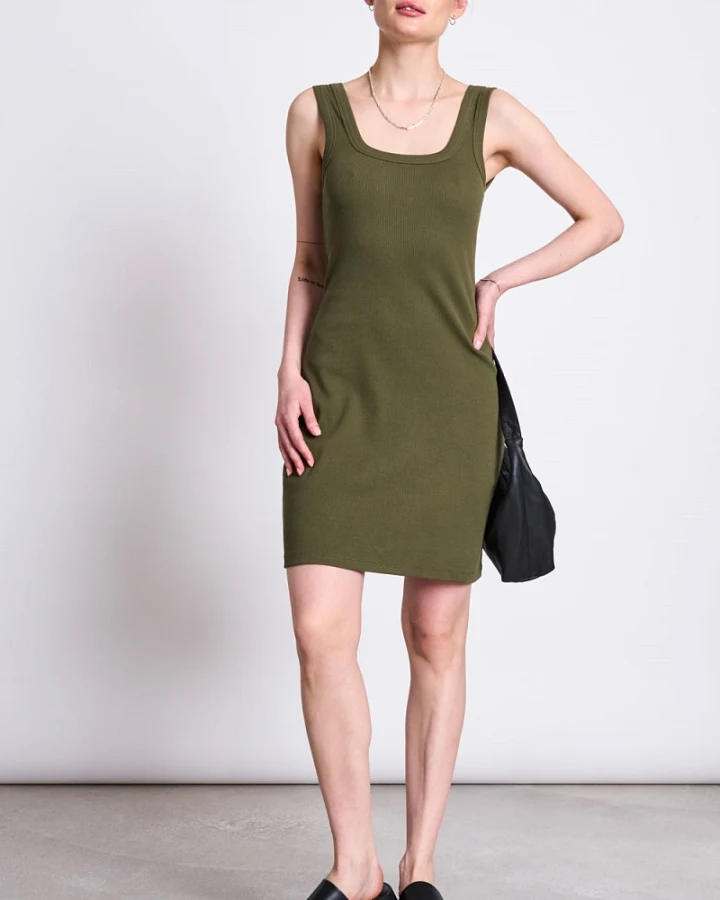 JAN 'N JUNE Damen vegan Minikleid Talmine Dunkel-Olive