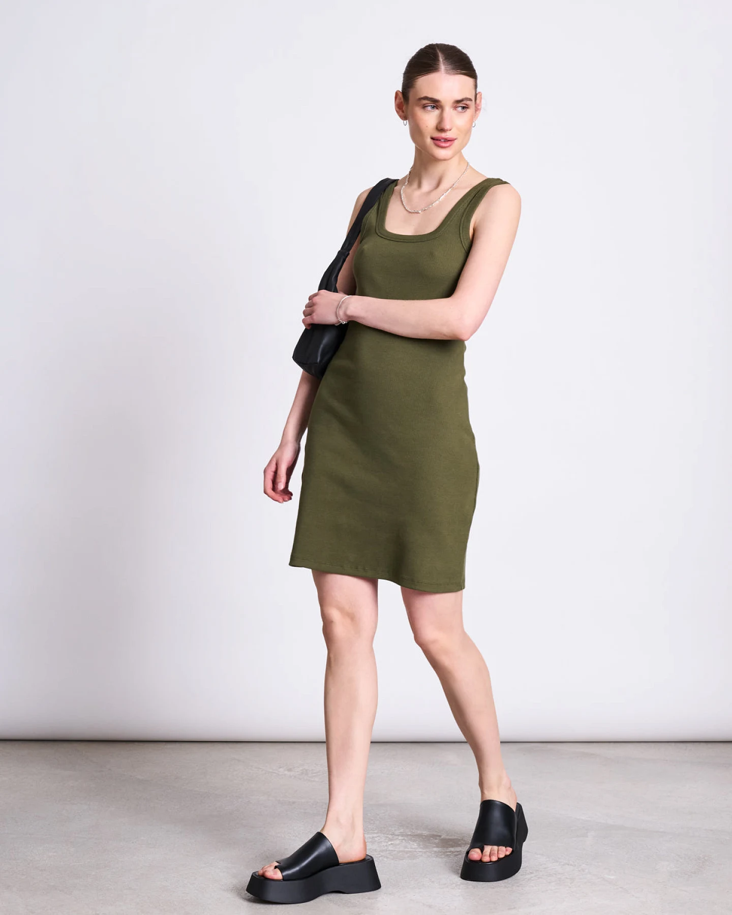 JAN 'N JUNE Damen vegan Minikleid Talmine Dunkel-Olive – Ansicht 2