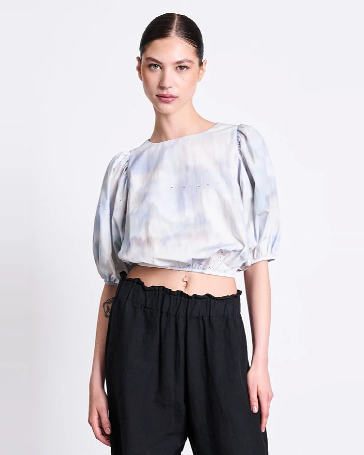 JAN 'N JUNE Damen vegan Bluse Laide Cloud Print