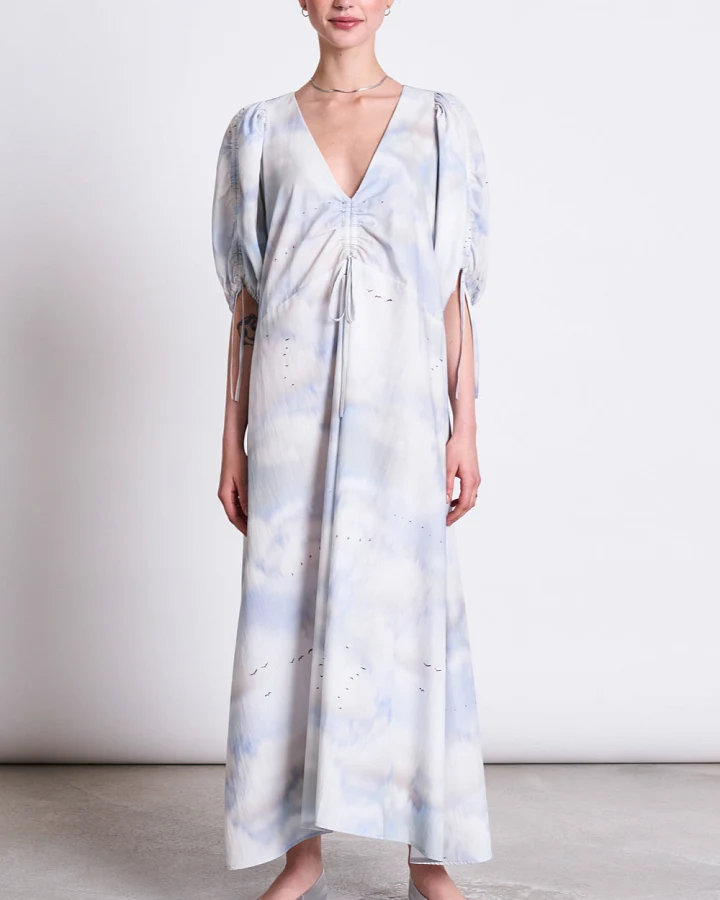 JAN 'N JUNE Damen vegan Maxikleid Dans Cloud Print