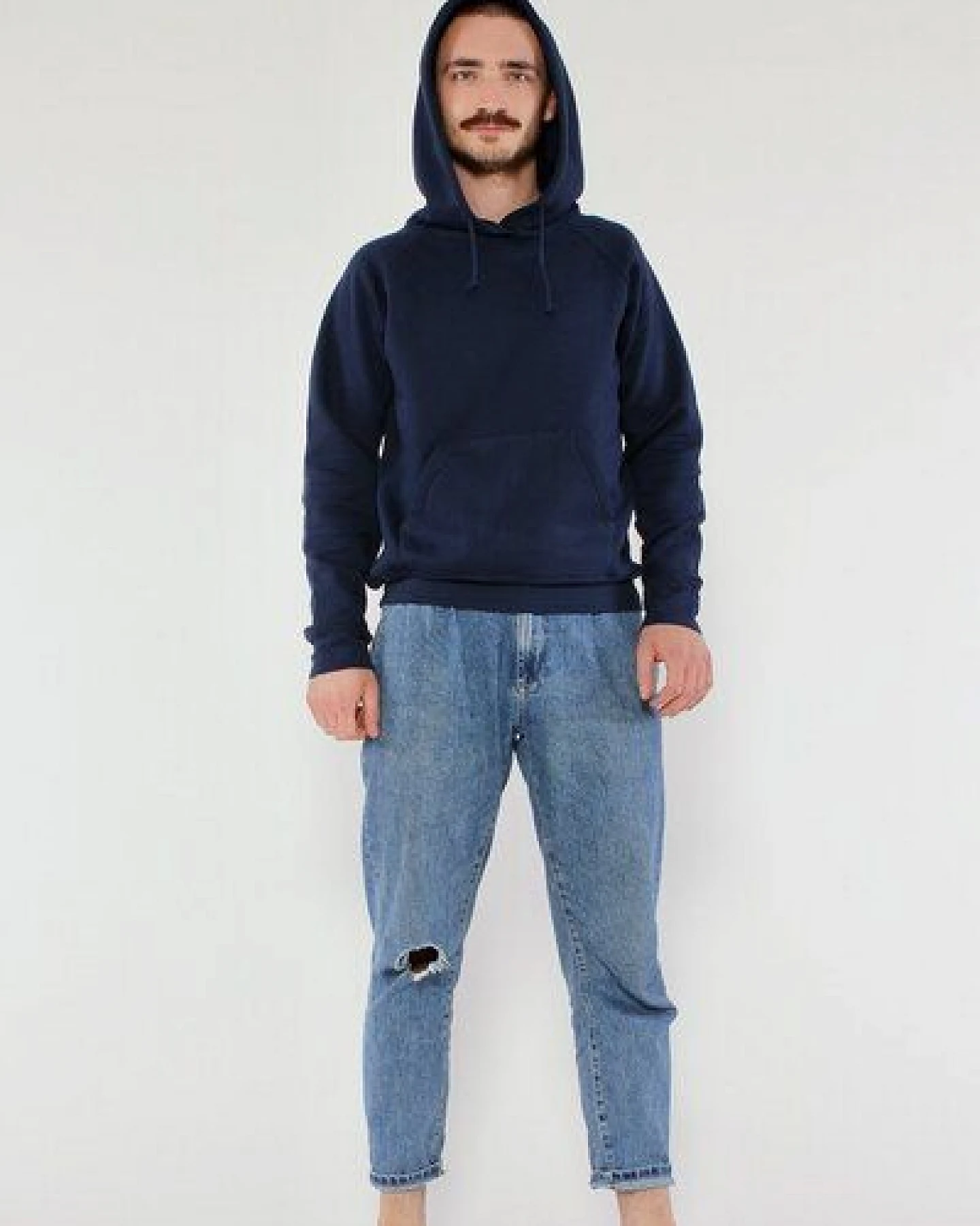 YOIQI Unisex Hoodie aus Bio-Baumwolle COZY dunkles blau – Ansicht 4