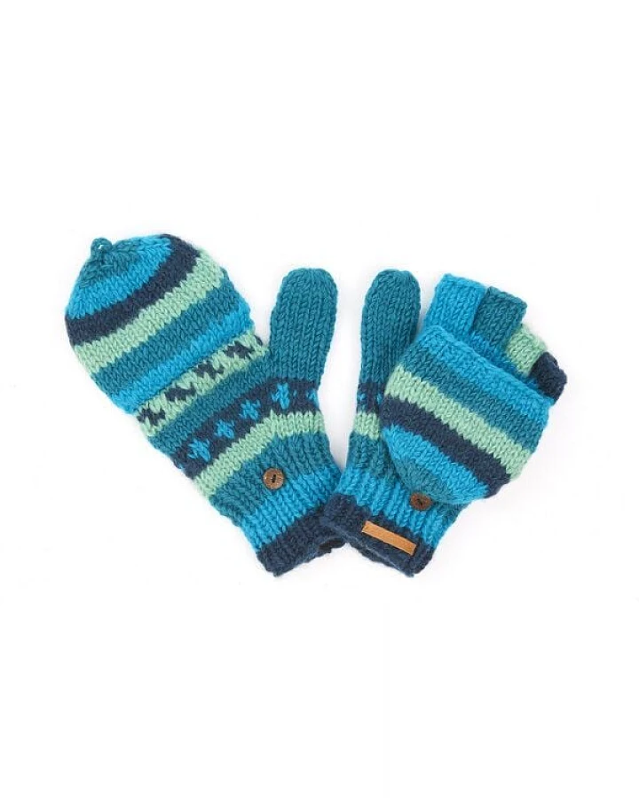 short'n'pietz Schurwollhandschuhe, handgestrickt, bunt gemustert