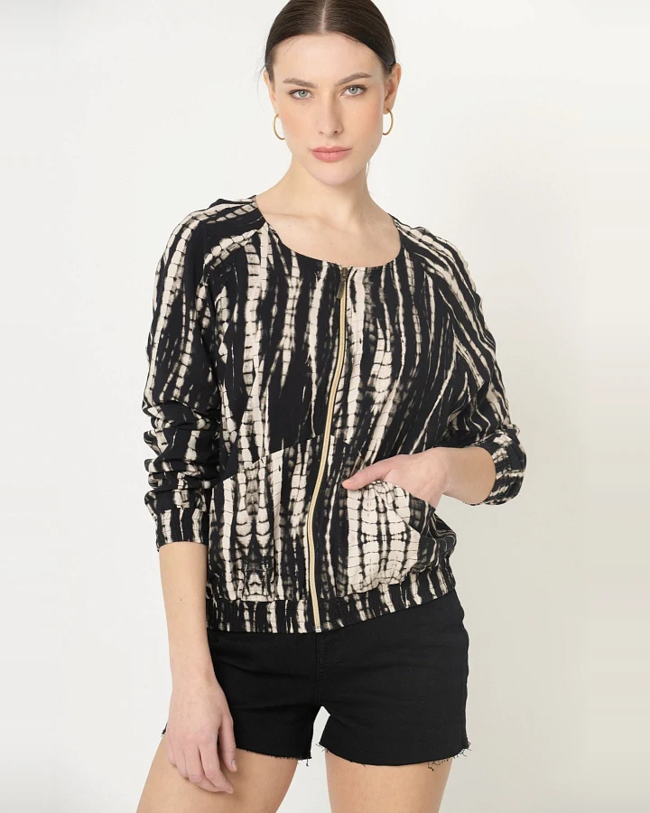 LOVJOI Damen vegan Bluse Jacke Boca Schwarz Batik