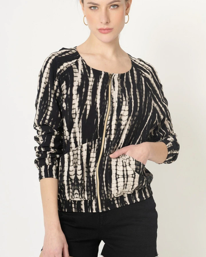 LOVJOI Damen vegan Bluse Jacke Boca Schwarz Batik