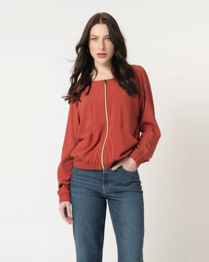 LOVJOI Damen vegan Bluse Jacke Boca Mars Rot