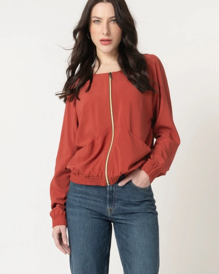 LOVJOI Damen vegan Bluse Jacke Boca Mars Rot