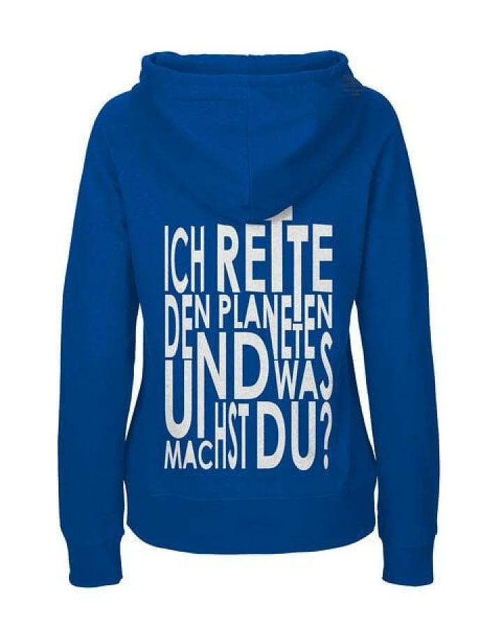 HANDGEDRUCKT "Weltretten" Frauen Hoody aus reiner Biobaumwolle (kbA)