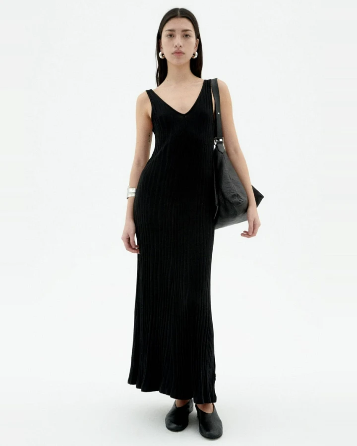 Thinking MU Damen vegan Kleid Knit Sade Schwarz