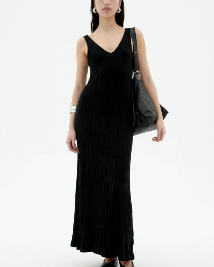 Thinking MU Damen vegan Kleid Knit Sade Schwarz