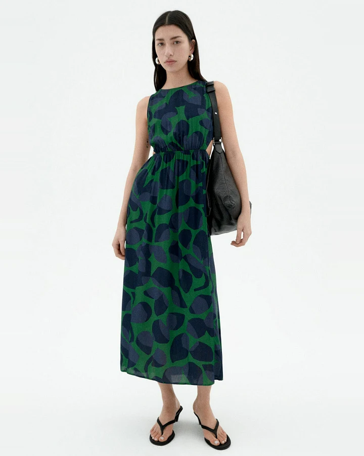 Thinking MU Damen vegan Kleid Leaf Kin Grün