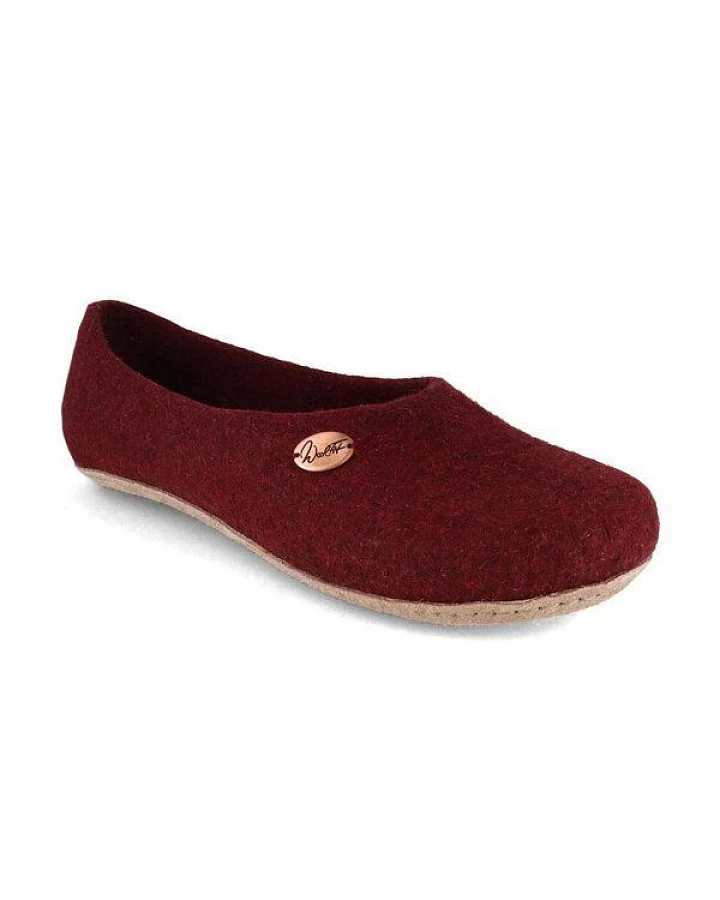 WoolFit Ballerina Hausschuhe mit vegetabiler Ledersohle und Filzeinlage