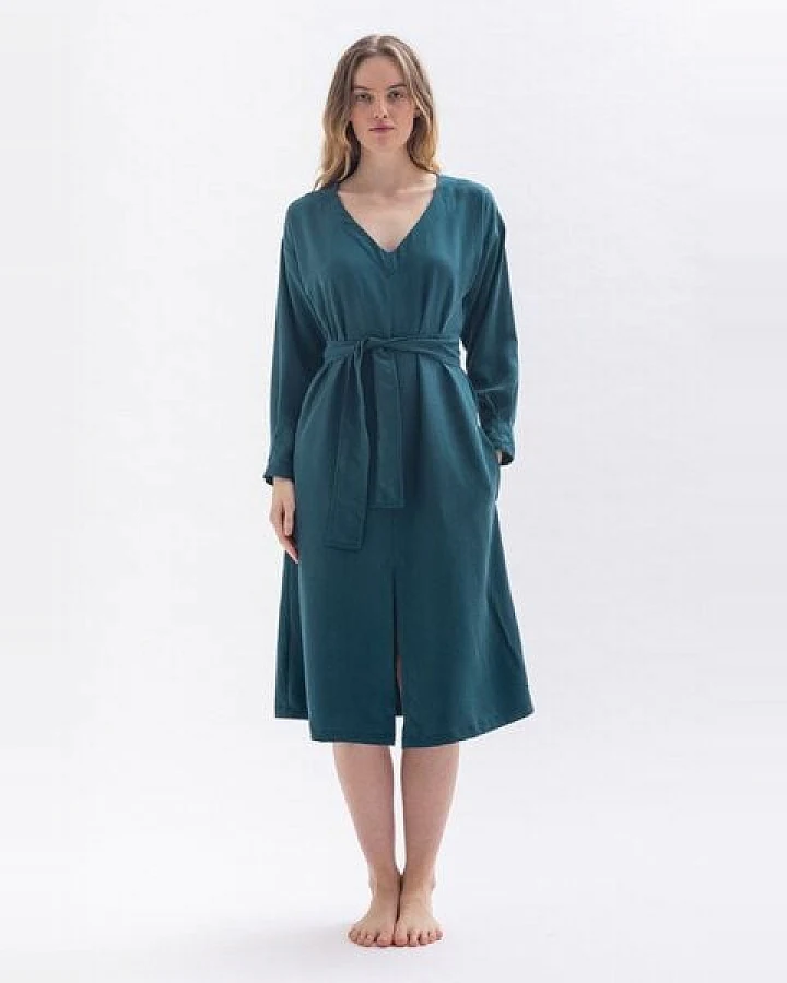 Studio Hertzberg Midikleid *CO-CCOO* mit V-Ausschnitt aus 100% Tencel
