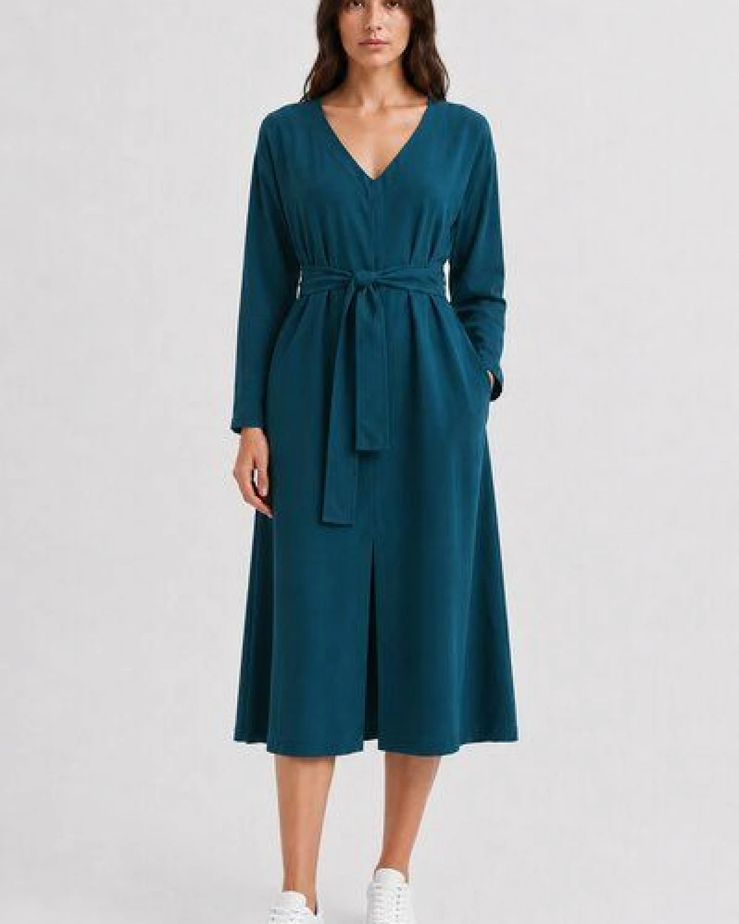 Studio Hertzberg Midikleid *CO-CCOO* mit V-Ausschnitt aus 100% Tencel – Ansicht 3