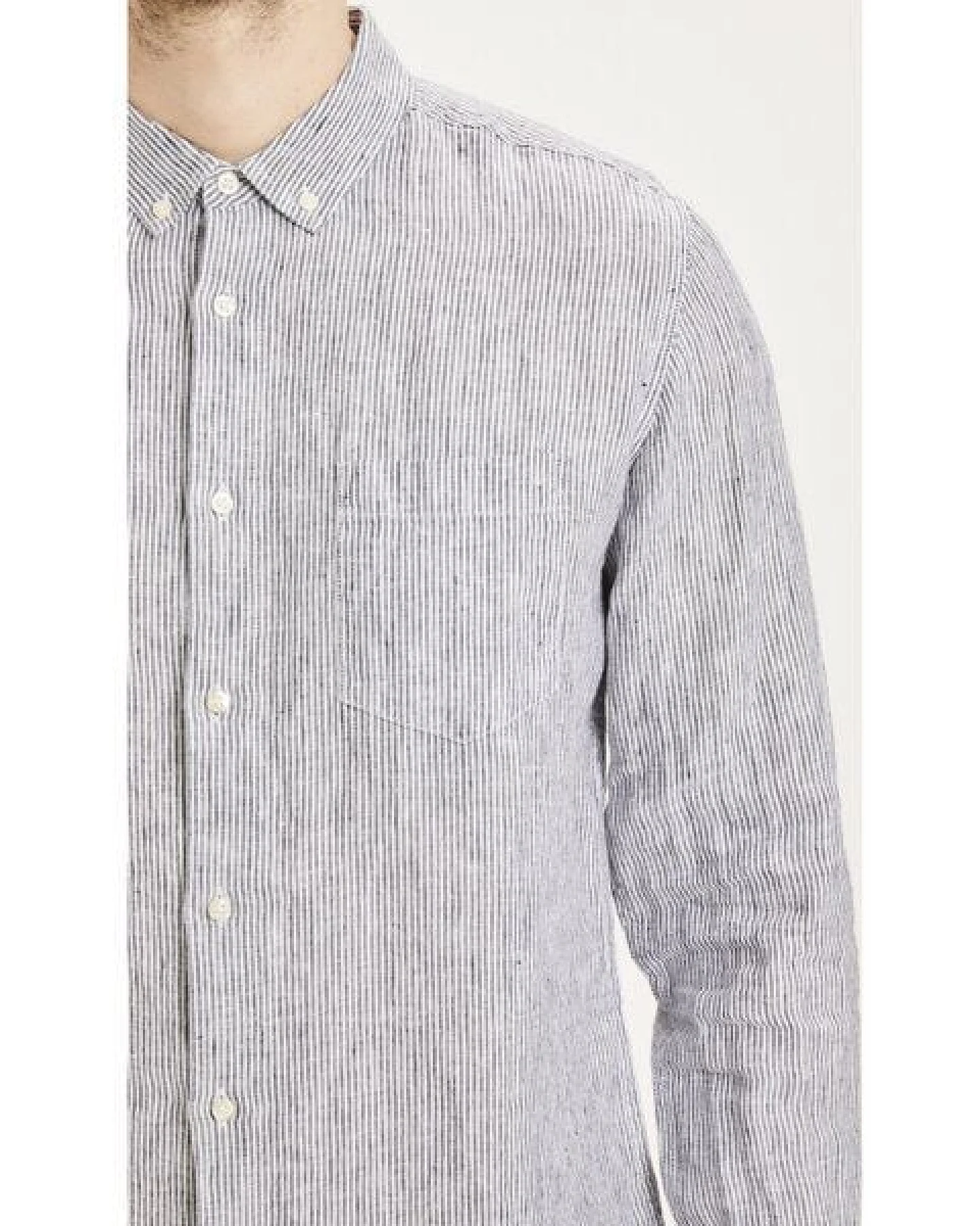 KnowledgeCotton Apparel Leinenhemd - LARCH LS striped linen – Ansicht 4