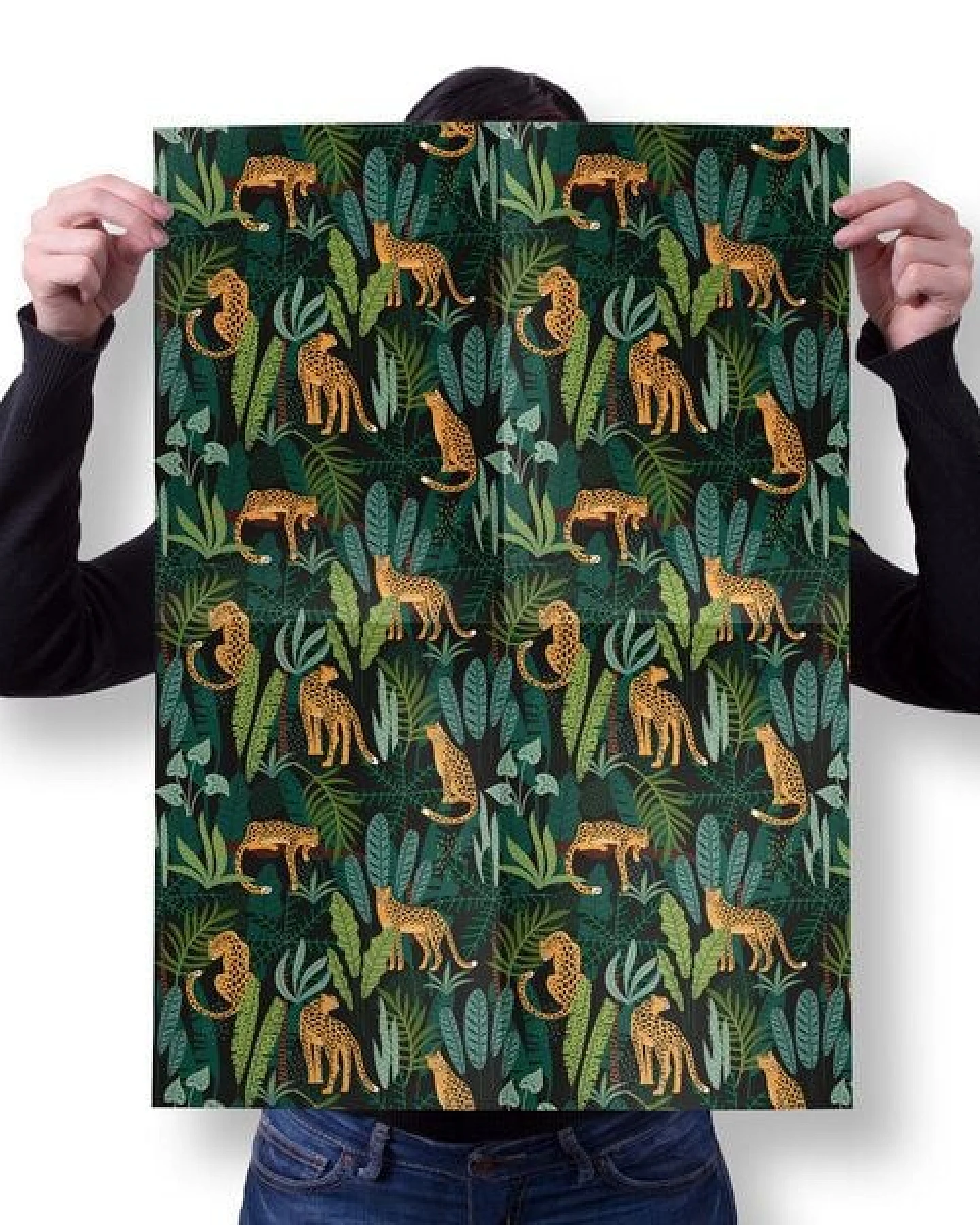 dabelino Veganes Geschenkpapier Set "Leopard/tropisch" mit Grußkarte – Ansicht 4