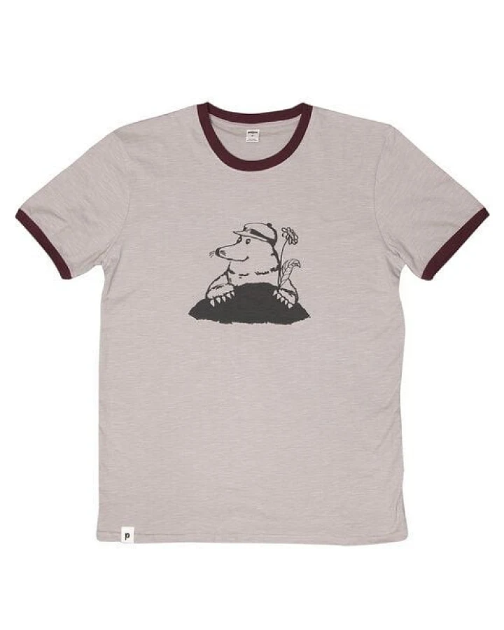 Marlene Maulwurf - päfjes Ringer Unisex T-Shirt - Fair gehandelt aus Baumwolle Slub - Bio - taupe